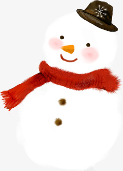 系围脖的雪人手绘红围脖可爱雪人高清图片