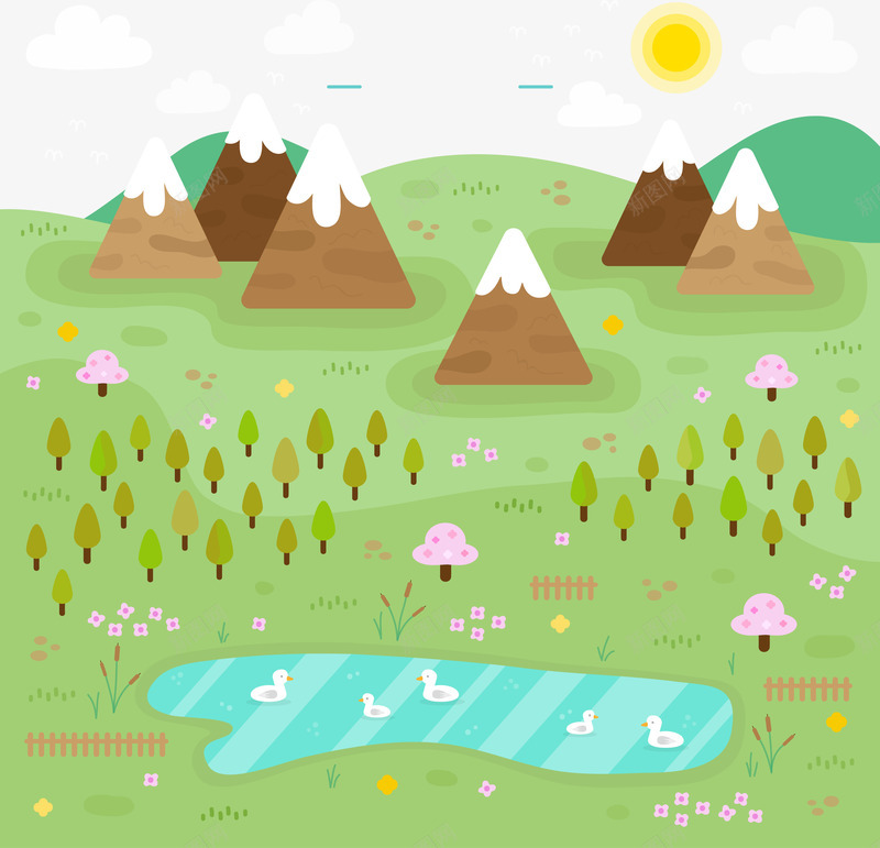 创意扁平春季郊外风景矢量图ai免抠素材_新图网 https://ixintu.com 创意扁平春季郊外风景 创意扁平春季郊外风景矢量 扁平春季郊外风景矢量 矢量创意扁平春季郊外风景 矢量图