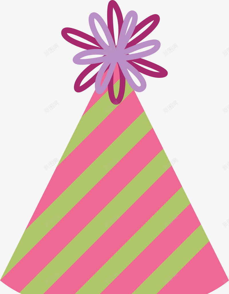 紫色线条帽子png免抠素材_新图网 https://ixintu.com 斜线帽子 生日帽 生日快乐 紫色帽子 线条花朵 装饰图案