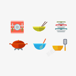 筷子和酱汁图标设计彩色卡通餐具图标矢量图高清图片
