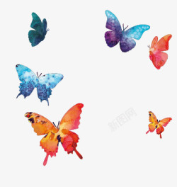 蝴蝶水彩泼墨效果手绘素材