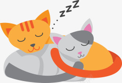 而眠相拥而眠的猫咪情侣矢量图高清图片