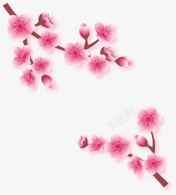 桃花盛开卡通手绘花芯花蕊装饰矢量图高清图片