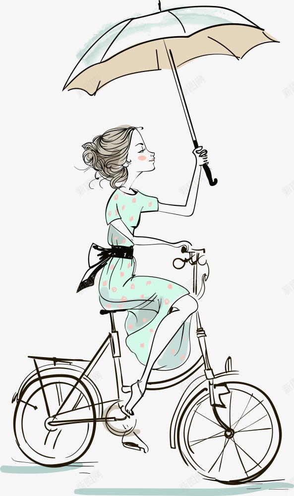 打雨伞骑自行车的女孩png免抠素材_新图网 https://ixintu.com 单车 卡通女孩 矢量人物 矢量女孩 自行车 雨伞