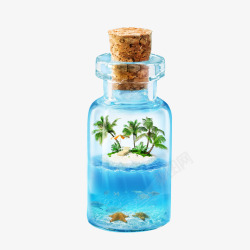 创意海滩瓶子素材