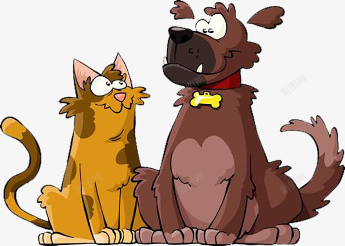 两只小狗狗png免抠素材_新图网 https://ixintu.com 两只坐着的狗狗 卡通狗爪 棕颜色的狗狗 黄颜色的狗狗