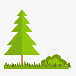 绿树背景塔松卡通植树节树木森林矢量图高清图片