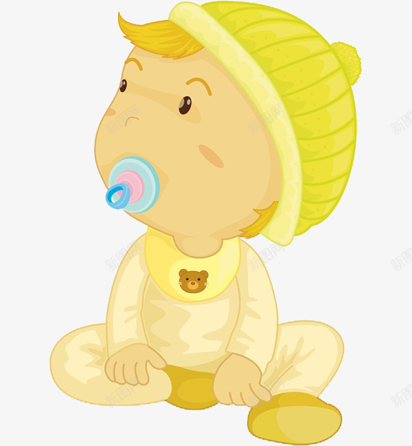 卡通吸着奶嘴的男孩png免抠素材_新图网 https://ixintu.com 卡通 可爱的 呆萌的 婴儿 安抚奶嘴 插图 男孩