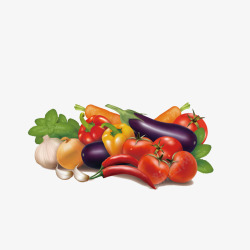 现栽食材手绘堆放一起的蔬菜高清图片
