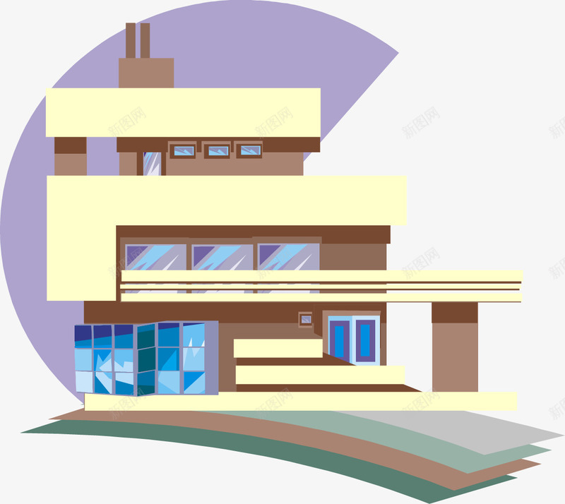 现代食堂建筑png免抠素材_新图网 https://ixintu.com 房子 楼房 现代建筑 矢量素材 食堂