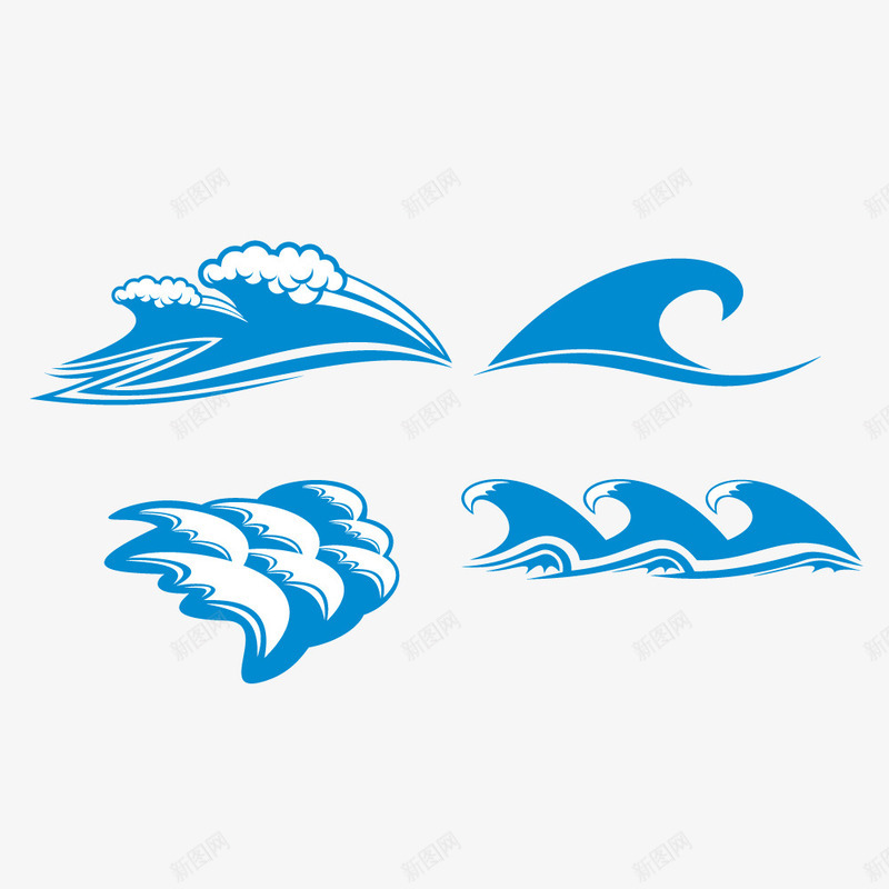 传统蓝色海浪png免抠素材_新图网 https://ixintu.com 传统 剪纸 海浪 海纹 蓝色