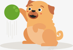 球绿玩球的小狗矢量图高清图片