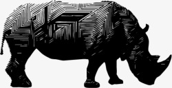 犀牛剪影黑色小犀牛非精致EPS矢量图高清图片