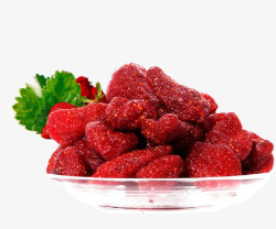 草莓蜜饯盘子里的草莓干高清图片