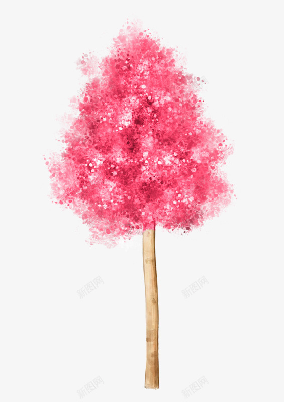 粉色樱花树png免抠素材_新图网 https://ixintu.com 好看 手绘 梦幻 水彩 粉色