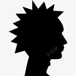 发型沙龙朋克男头的侧面轮廓图标高清图片