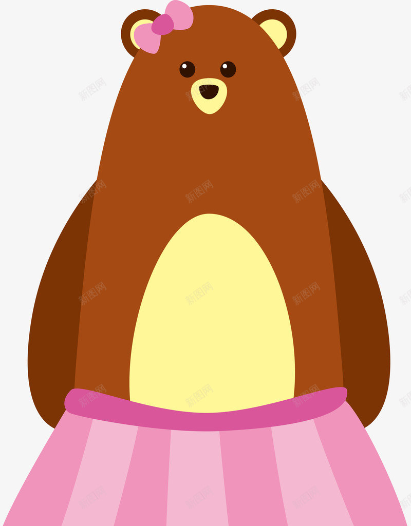 卡通小熊妈妈png免抠素材_新图网 https://ixintu.com 动物 可爱 可爱小熊 小熊妈妈 装扮 裙子