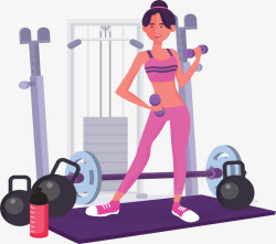健身房运动架健身房锻炼身体的女人矢量图高清图片