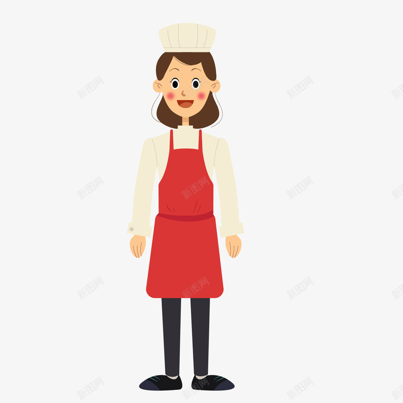 卡通女厨师png免抠素材_新图网 https://ixintu.com 卡通人物 卡通女孩 厨娘 厨师 女厨师 红色围裙 背景装饰