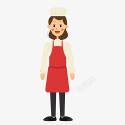 红色围裙卡通女厨师高清图片