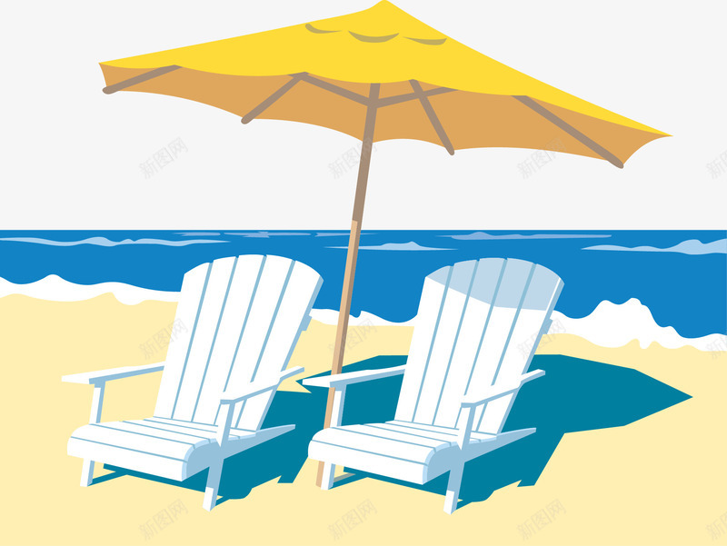 沙滩椅png免抠素材_新图网 https://ixintu.com 伞 旅游 沙滩 沙滩椅 沙滩椅矢量素材 海滩 蓝天