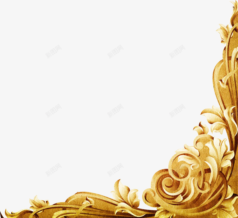 金色雕刻花纹创意边框png免抠素材_新图网 https://ixintu.com 创意 花纹 边框 金色 雕刻