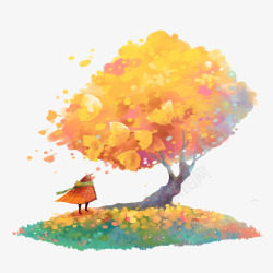 秋天童话枫树下的人高清图片