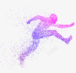 紫色渐变炫酷舞台灯光彩色奔跑跨栏的人高清图片