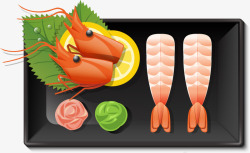 日料烧烤冻虾扁平化卡通美食高清图片