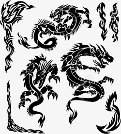 中国戏龙纹等中国风传统古典纹饰素高清图片