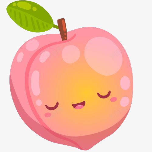 微笑的水蜜桃png免抠素材_新图网 https://ixintu.com 卡通 图案 植物 水果 粉色