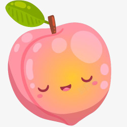 粉色背景微笑的水蜜桃高清图片
