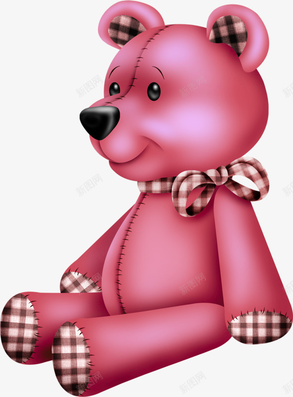 粉色小熊png免抠素材_新图网 https://ixintu.com 卡通 可爱 小熊 手绘 玩具熊 粉色 蝴蝶结