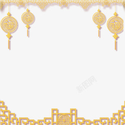 金色中国结素材金色边框高清图片