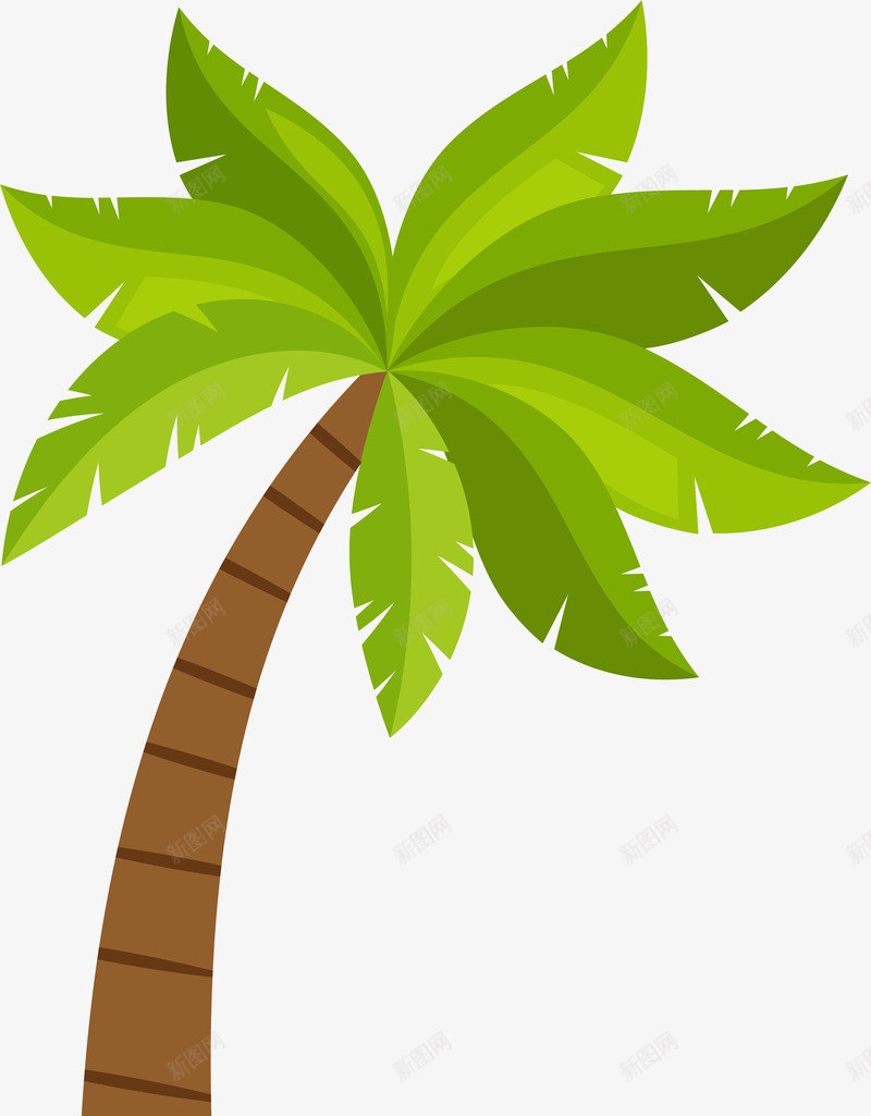 卡通椰子树图案png免抠素材_新图网 https://ixintu.com 免抠PNG 夏季旅游 夏日装饰 平面 椰子树 海报 绿色