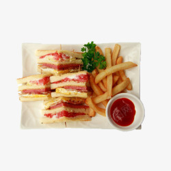 番茄三明治冷菜盘上的三明治高清图片