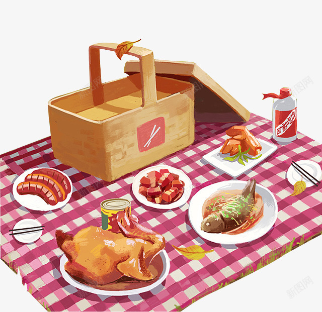 食物野餐卡通手绘插画png免抠素材_新图网 https://ixintu.com 卡通 手绘 插画 野餐 食物