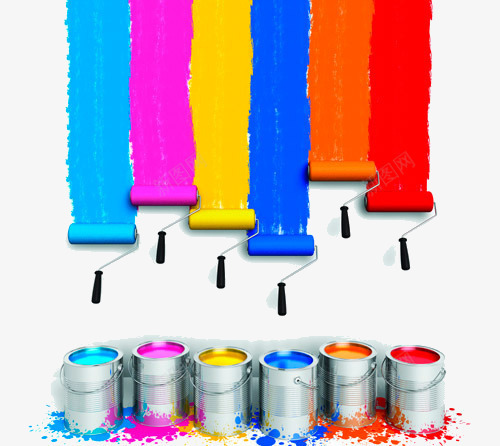 油漆效果图png免抠素材_新图网 https://ixintu.com 多彩油漆 效果图 油漆刷漆 油漆桶