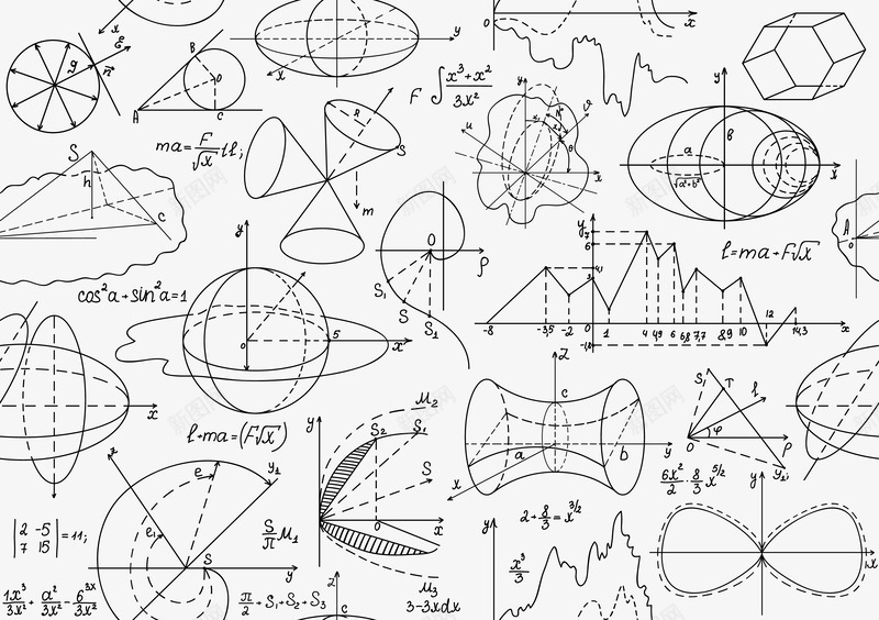 漂浮各种数学图像矢量图eps免抠素材_新图网 https://ixintu.com 教育 数学图像 漂浮 矢量图