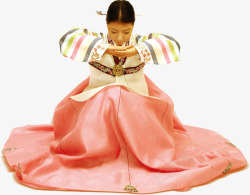 韩国传统服装行礼少女韩式清新配素材