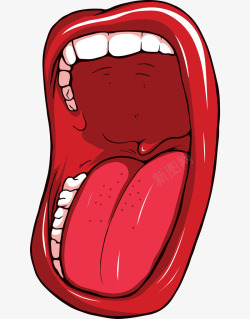 红嘴唇张开的大嘴巴手绘图高清图片
