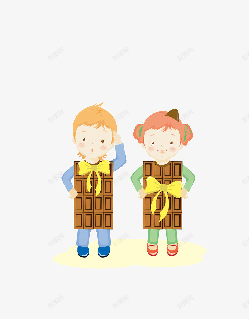抱着巧克力的情侣png免抠素材_新图网 https://ixintu.com 卡通手绘 心形 矢量人物 蛋糕 韩国风