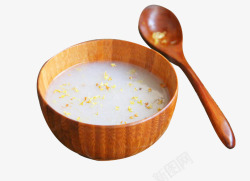 粉汤木碗里的藕粉汤高清图片