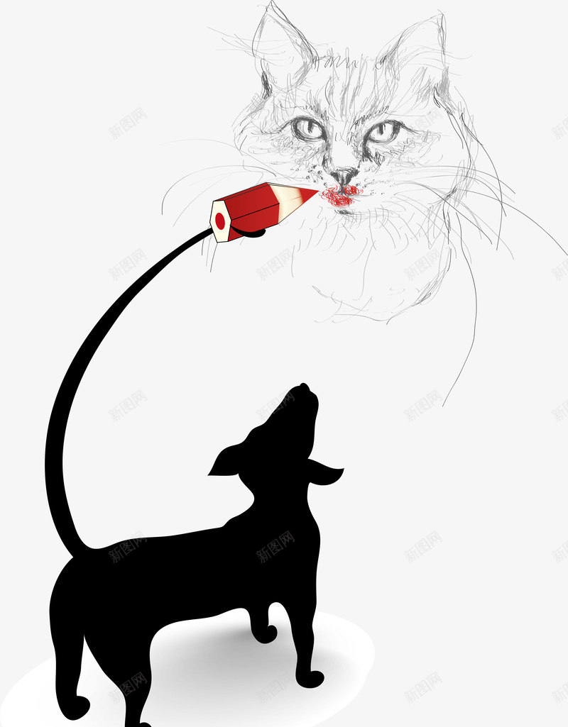 绘画的小狗png免抠素材_新图网 https://ixintu.com 抽象猫 画笔 黑色小狗