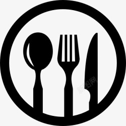 叉工具餐厅餐具一圈象征图标高清图片