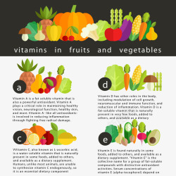 水果和蔬菜的维生素信息图矢量图素材