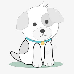卡通可爱的白色小狗矢量图素材