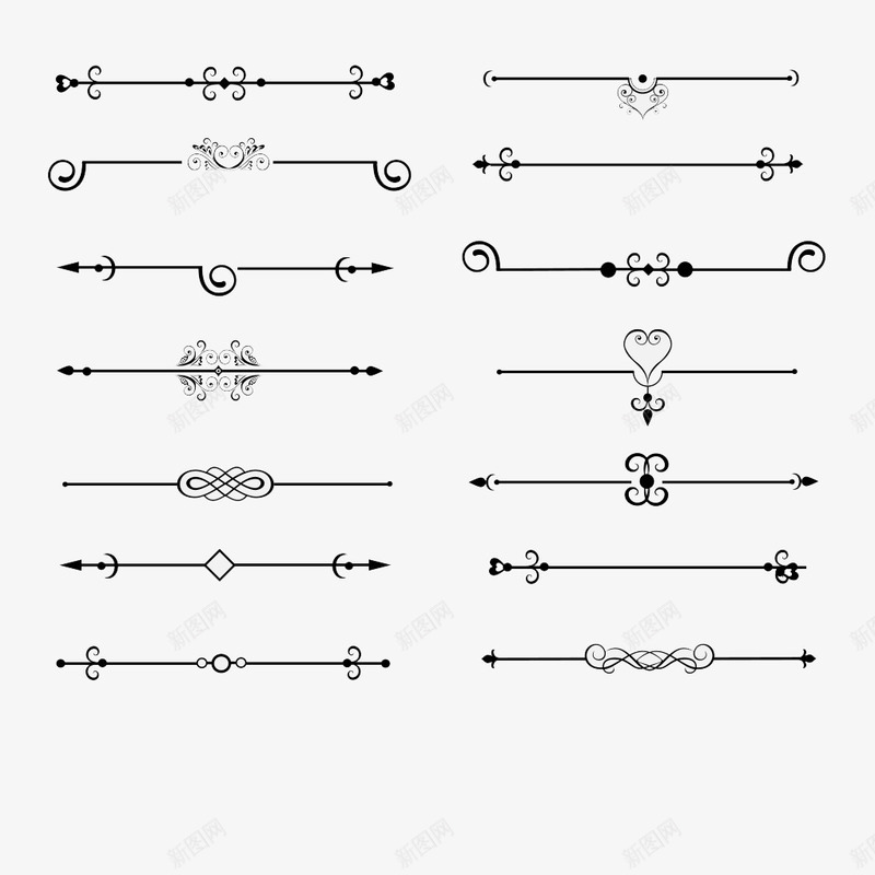 复古风分割线png免抠素材_新图网 https://ixintu.com 分割符 分割线 分隔符 复古 黑白