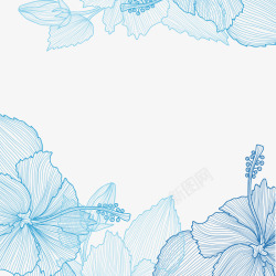 母亲节蓝色花朵装饰几何背景矢量图素材