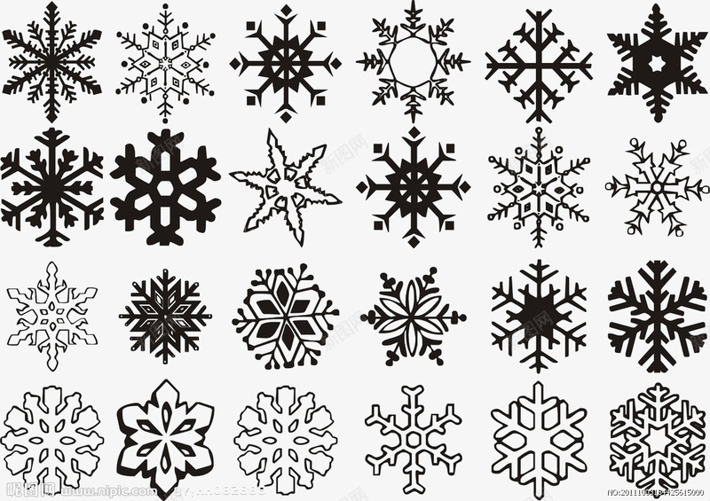 多种雪花图标png_新图网 https://ixintu.com 图标 圣诞 雪花 黑色